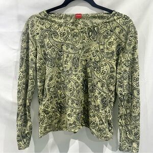 Olsen Green Paisley Long Sleeve Top